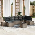 vidaXL Canapé de jardin 7 pièces avec coussins en rotin noir