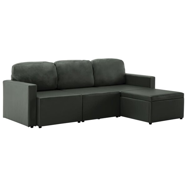 vidaXL Canapé-lit modulaire 3 places Gris Similicuir