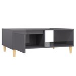 vidaXL Table basse gris brillant 90x60x35 cm bois d'ingénierie