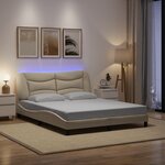 vidaXL Cadre de lit avec LED sans matelas crème 160x200 cm tissu