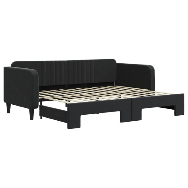 vidaXL Lit de jour avec lit gigogne noir 90x200 cm velours