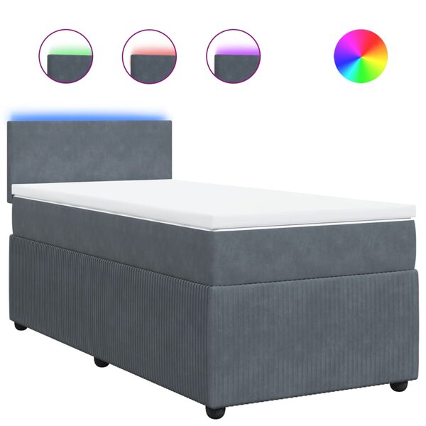 vidaXL Sommier à lattes de lit et matelas Gris foncé 90x190 cm Velours