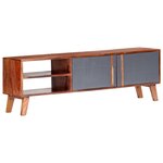 vidaXL Meuble TV gris 140x30x45 cm bois solide