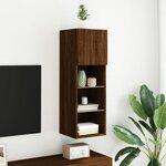 vidaXL Meuble TV avec lumières LED chêne marron 30 5x30x90 cm
