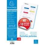 Sachet De 50 Pochettes Perforées Polypropylène Lisse 6/100e - A4 - Cristal - X 20 - Exacompta