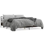 vidaXL Cadre de lit chêne fumé 200x200 cm bois d'ingénierie et métal