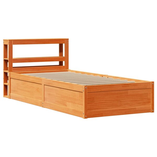 vidaXL Cadre de lit avec tête de lit cire marron 90x200 cm bois de pin