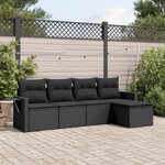 vidaXL Salon de jardin 5 Pièces avec coussins noir résine tressée