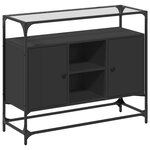 vidaXL Buffet avec dessus en verre noir 98x35x81 cm bois d'ingénierie