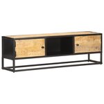 vidaXL Meuble TV avec porte sculptée 130x30x40cm Bois de manguier brut
