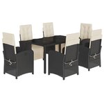 vidaXL Ensemble à manger de jardin coussins 7Pièces Noir Résine tressée