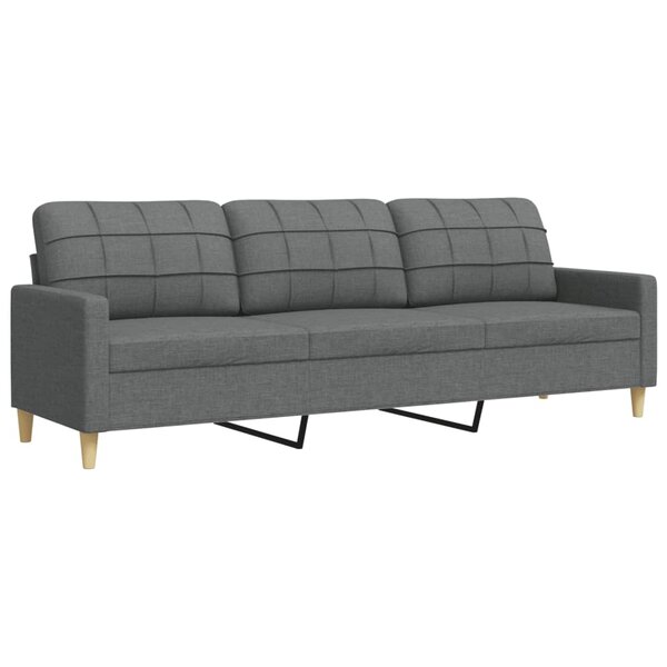 vidaXL Canapé à 3 places Gris foncé 210 cm Tissu