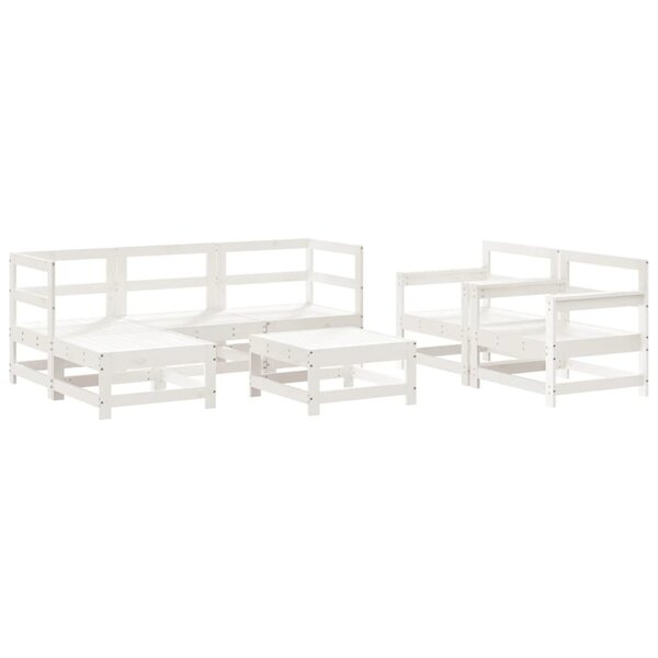 vidaXL Salon de jardin 7 Pièces Blanc Bois de pin massif