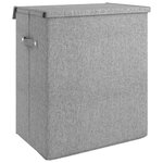 vidaXL Panier à linge pliable Gris 51x34 5x59 cm Tissu en faux lin