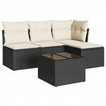 vidaXL Salon de jardin 5 Pièces avec coussins noir résine tressée
