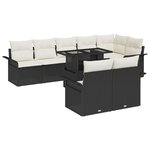 vidaXL Ensemble de Canapés de Jardin de 9 Pièces avec Coussins Noir Rattan Poly