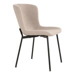 2 chaises de salle à manger beiges en polyester bouclé avec pieds noirs
