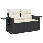 vidaXL Salon de jardin 7 Pièces avec coussins noir résine tressée