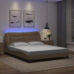 vidaXL Cadre de lit avec lumières LED cappuccino 160x200 cm similicuir