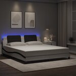 vidaXL Cadre de lit avec lumières LED blanc noir 180x200 cm similicuir