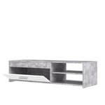 Meuble TV - Contemporain - Panneau de particules - Blanc/Béton Gris Clair - L 120 x P 42,1 x H 31,8 cm - PILVI