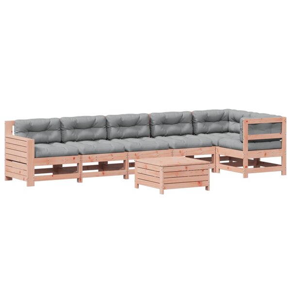 vidaXL Salon de jardin 7 Pièces avec coussins bois massif douglas