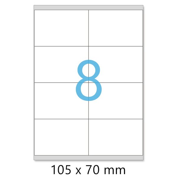 Lot de 100 planches a4 de 8 étiquettes multi-usages a7 format 105 x 70 mm = 800 étiquettes
