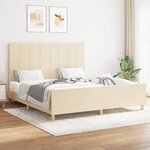 vidaXL Cadre de lit avec tête de lit Crème 160 x 200 cm Tissu