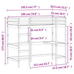 vidaXL Lit superposé avec bureau cire marron 75x190 cm bois pin massif
