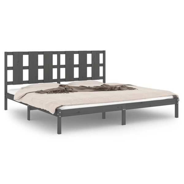 vidaXL Cadre de lit Gris Bois de pin massif 200x200 cm