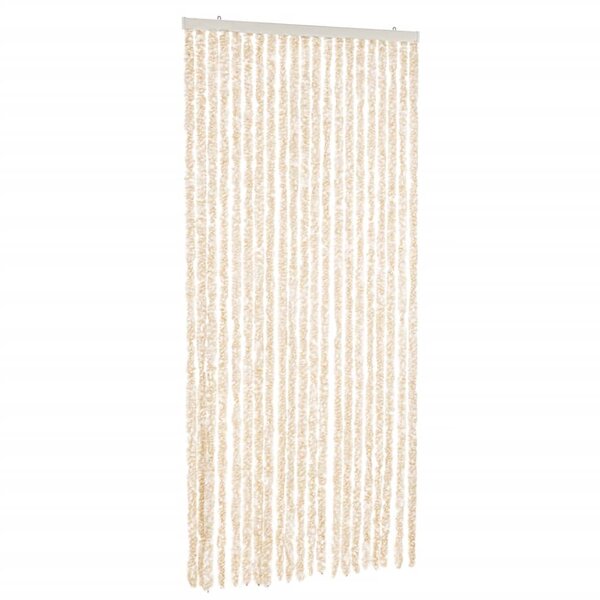 vidaXL Rideau anti-mouches beige et blanc 90x200 cm chenille
