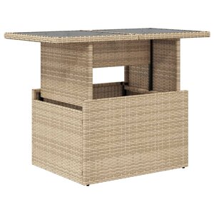 vidaXL Table de jardin dessus en verre beige 100x55x73 cm poly rotin