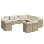 vidaXL Salon de jardin avec coussins 13 Pièces beige résine tressée