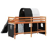 vidaXL Lit mezzanine enfants et tunnel blanc/noir 90x190 cm pin massif