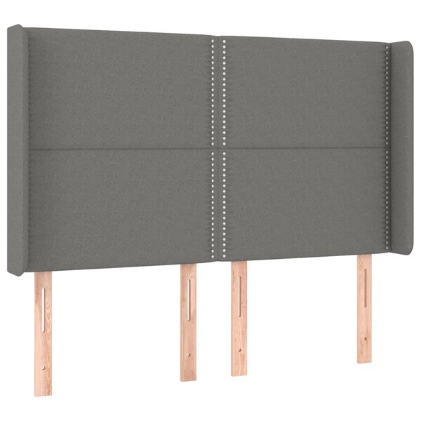vidaXL Tête de lit avec oreilles Gris foncé 147x16x118/128 cm Tissu
