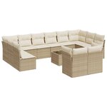 vidaXL Salon de jardin avec coussins 13 Pièces beige résine tressée