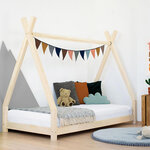 Lit Tipi enfant bois massif naturel vernis 120 x 200 cm