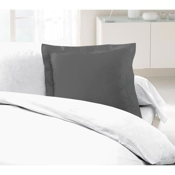 2 Taies d'Oreillers 100  coton 63 x 63 cm - Gris foncé