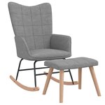 vidaXL Chaise à bascule avec tabouret Gris clair Tissu