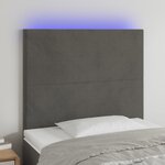 vidaXL Tête de lit à LED Gris foncé 80x5x118/128 cm Velours