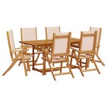 vidaXL Ensemble à manger de jardin 7Pièces bois d'acacia solide textilène