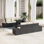 vidaXL Ensemble de canapé de jardin de 7 pièces avec coussins en poly rattan noir