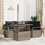 Ensemble de 5 Pièces de Canapés de Jardin avec Coussins Gris Poly Rotin