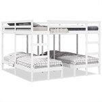 vidaXL Lit superposé triple blanc 140x200/70x140 cm bois de pin massif