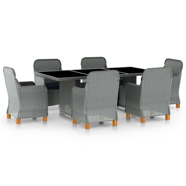 vidaXL Ensemble à manger d'extérieur et coussins 7 Pièces résine tressée