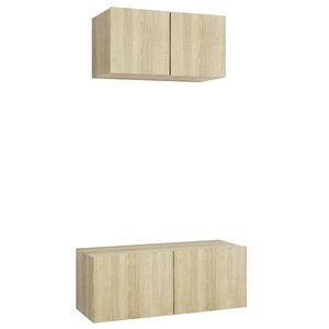 vidaXL Ensemble de meuble TV 2 Pièces Chêne sonoma Bois d'ingénierie