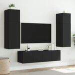vidaXL Meubles TV muraux avec lumières LED 2 Pièces noir 80x35x31 cm