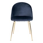2 chaises de salle à manger en velours bleu avec pieds en laiton