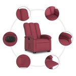 vidaXL Fauteuil inclinable électrique rouge bordeaux tissu