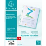 Sachet de 10 pochettes perforées polypropylène grainé format écolier 17x22cm EXACOMPTA
